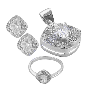 Personalised <b>Indian</b> Design Cubic Zirconia Silver CZ Pendant Fancy Pendant Set Jewellery Vintage Gift for Women and Girls - Product Image 2