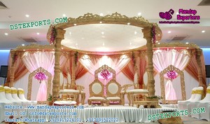 Mandap de mariage en bois sculpté de designer, France, Mandap de mariage indien en bois sculpté, Californie, Mandap de mariage royal en bois, Royaume-Uni - Product Image 6