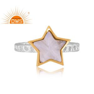 Bague empilable unisexe en argent sterling 2026 de haute qualité avec pierre de lune arc-en-ciel naturelle et motif étoile pour fabricant de bijoux - Product Image 2