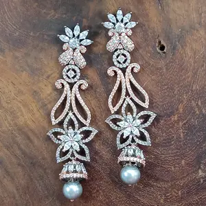 Anting-anting buatan tangan India, pemasok perhiasan anting-anting pernikahan pengantin ekspor pakaian pesta etnis buatan tangan berlian Amerika