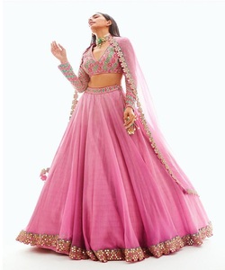 Nouvel arrivage de broderie en filet de soie couleur rose Lehenga Choli avec Dupatta Vêtements pour femmes Meilleur prix Textile Vêtement Alphanumero - Product Image 1