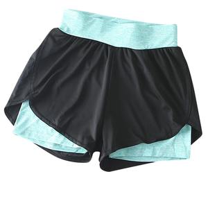 Shorts d'été athlétiques pour femmes, double couche, taille haute, avec cordon de serrage réglable, pour le cyclisme et les activités de plein air - Product Image 5