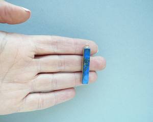 Lapis Lazuli naturel Femstone facettes Rectangle forme femmes mariage 92.5 chaîne à maillons en argent Sterling 18 "Long collier - Product Image 2