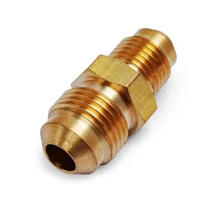 高品质标准锻造黄铜内螺纹1/2 “半扩口六角减速器接头扩口配件，厂家直销价格