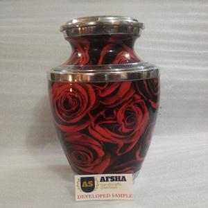 Urna de Metal antigua para cenizas de rosa roja al por mayor, urna de cremación para adultos estilo americano/europeo - Product Image 1