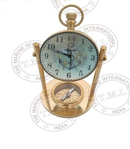 Solid Brass Moon Stand Globe Table <b>Clock</b> Antique Solid Brass Globe Pillar Table Unique Table <b>Clock</b> Home Decor - Product Image 3