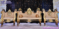 Ensemble de canapés de scène pour soirée Mehndi, élégant salon de mariage, chaise longue moderne sans dossier, ensemble de canapés en bois de teck pour événements