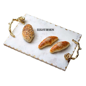 ถาดเสิร์ฟหินอ่อนพร้อมด้ามจับ4ชิ้น,จานเสิร์ฟหินอ่อนคลาสสิกหรูหรางานแฮนด์เมดดีไซน์แบบโบราณ - Product Image 5