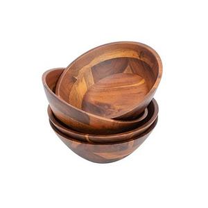 Classic Design <b>Wooden</b> Salad Bowl <b>Set</b> Of Four Round Shapes Dessert Snacks Serving Bowl At Wholesale Price - Product Image 1