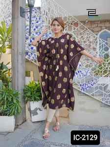 Robe décontractée, tenue de plage en coton, Kaftan, longue, tissu imprimé numérique, nouvelle collection, style bohème, à bas prix - Product Image 3