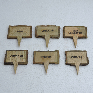 Marcador de queso, etiqueta de comida de queso utilizada en fiestas, bodas, 7 para todas las ocasiones, marcador de queso hecho con cuerno, recién llegado, Chees de madera personalizados - Product Image 5