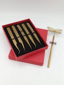Pinzas de extensión de pestañas de acero inoxidable de alta calidad con estilo, diseño de mariposa, espejo, estilo diferente, BELLEZA DE Plasma dorado liso - Product Image 6