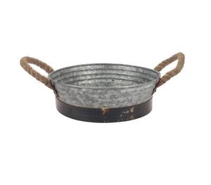 ถาดเหล็กชุบสังกะสีทรงกลมพร้อมที่จับสำหรับใช้ในบ้านถาดเสิร์ฟเหล็กขนาดพิเศษพร้อมที่จับเชือก - Product Image 3