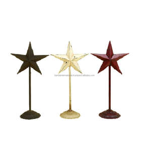Ensemble de supports d'étoiles décoratifs de Noël en fer avec ensemble de supports de table en métal multicolore avec style d'étoile et finition en poudre - Product Image 1