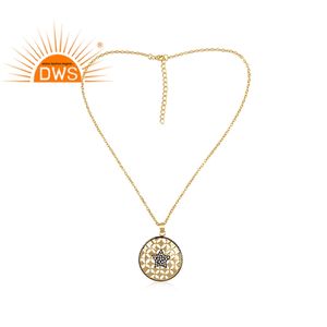 Conjunto de joyería con colgante de Plata de Ley 925 y Circonia cúbica, conjunto de colgante y cadena de joyería, chapado en oro - Product Image 2