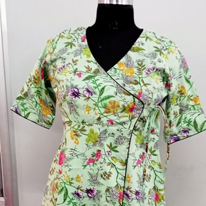 ชุดเดรสพื้นเมืองสไตล์อินเดียสำหรับผู้หญิง,ชุดเดรสผ้าฝ้ายพิมพ์ลายชัยปุระพิมพ์ลายดอกไม้ผ้าทอมือ - Product Image 1