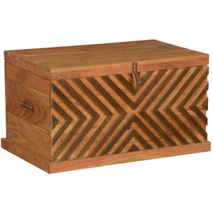 Furniture BoutiQ Solid Wood Handcarved Bedside Chest | Solid Wood Storage Trunk | Bedroom Storage Trunk