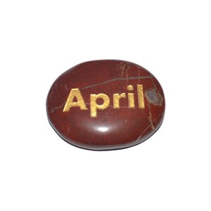 Gravure artisanale pierres inspirantes pierre d'inquiétude de poche jaspe rouge pierres gravées avril vente en gros - Product Image 1