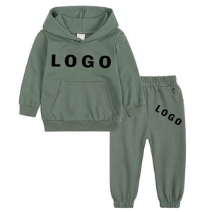 Haute qualité enfants 2 pièce hoodies 100% coton pour enfants bébé à capuche logo personnalisé - Product Image 5