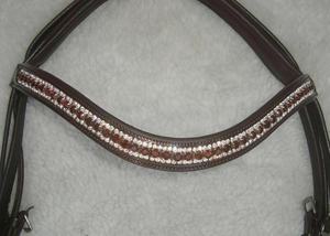 Smart Tack Bling Charol Horse Bridle Elegante banda curva para la frente y banda para la nariz sueca para espectáculos de equitación Equipo ecuestre - Product Image 3