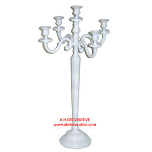 Candélabre en aluminium fini argent brillant pour la décoration d'éclairage Candélabre fait main nickelé pour la décoration de mariage - Product Image 4