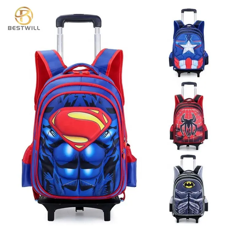 Bestwill Bagpack Waterdichte Kids Schooltas Met Wielen Marvel Mochila Rugzak Kids Trolley Schooltassen