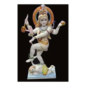 Handmade Best Quality White Marble Customize Lord Shiva Dancing Position Decorative Statue For Decoration