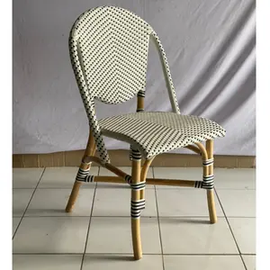 UV-beständige Outdoor Rattan Französisch Bistro Stühle Bambus Möbel Stühle Zum Verkauf Rattan Bambus Stühle