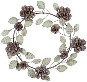 Metal <b>Wall</b> <b>Flower</b> Wreath Hanging for Home <b>Decor</b> - Product Image 2