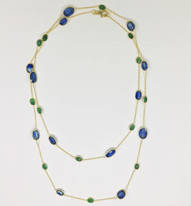 Everyday Wear 925 Sterling Silver <b>Gold</b> Plated Lightweight Emerald Low MOQ Supplier Faceted Gemstones <b>Chain</b> Trendy <b>Necklaces</b> - Product Image 3