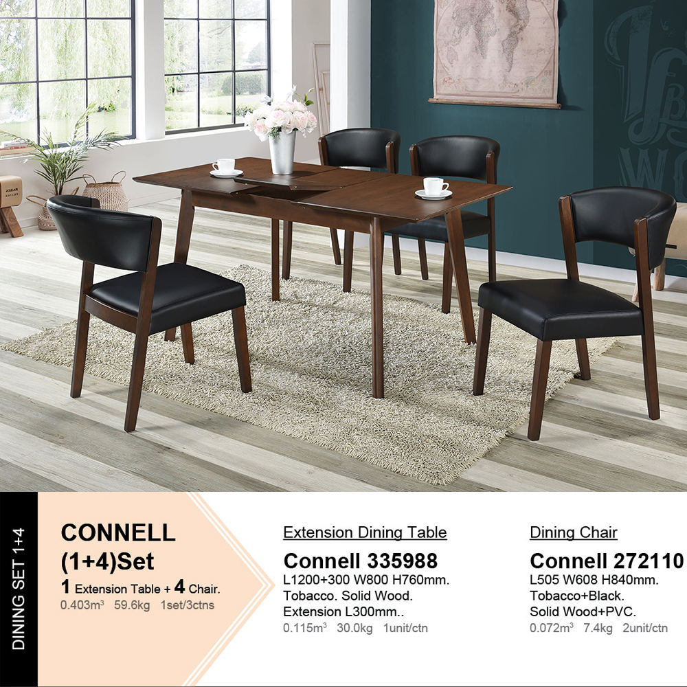 READY STOCK Dining Table and Chair JPS 335988 Modern Rubber Wood Tempered  Glass Top High Durability Furniture Design Malaysia