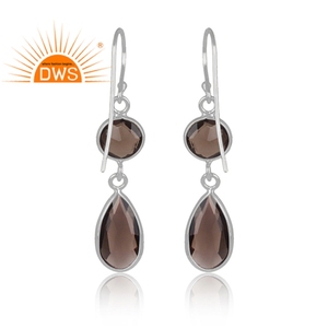 Boucles d'oreilles en argent Sterling 925 pour femmes, fabrication de bijoux indiens, en pierre précieuse de Quartz fumé, nouvelle marque - Product Image 4