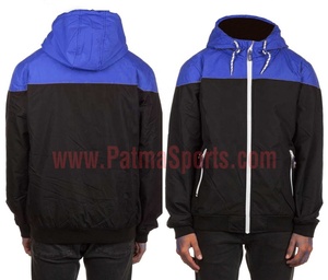 Trending New Design Men's Hooded Windbreaker <b>Jacket</b> Wholesale Printed Softshell Varsity Style With Embroidery Chenille Patch - Product Image 4
