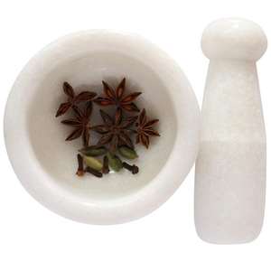 ชุดสากและปูนทำด้วยมือจากหินอ่อนงาช้างธรรมชาติเหมาะสำหรับงานบดในครัวและการเตรียมอาหาร - Product Image 3