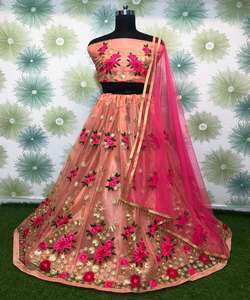 Tendance Banarasi soie broderie séquence travail lehenga choli avec dupatta vêtements de fête prix de gros vêtement ethnique alphanumero - Product Image 2