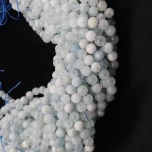 Perles d'aquamarine blanche de 2024, perles d'eau douce cultivées, 100% naturelles, rondes de 8 mm, pour la création de bijoux DIY - Product Image 2