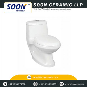 WC monobloc moderne à double chasse en céramique, fabriqué en Inde, pour villas et fournitures en gros - Product Image 2