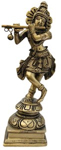 Latón artesanía Señor Krishna flauta estatua Murlidhar krishna estatua latón casa y Templo decoración ídolo - Product Image 2