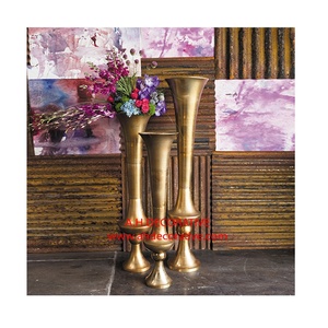 New Luxury <b>Gold</b> Plated Aluminium Handmade Pillar <b>Floor</b> <b>Vase</b> Eco-Friendly for Church & Garden Decoration - Product Image 2