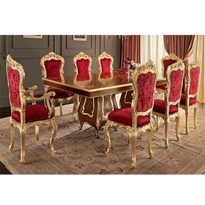 Royal ชุดโต๊ะรับประทานอาหารไม้เนื้อแข็งแกะสลักสไตล์หรูหรา,โต๊ะรับประทานอาหารไม้หลวงชุดโต๊ะรับประทานอาหารแกะสลักไม้เนื้อแข็ง - Product Image 1