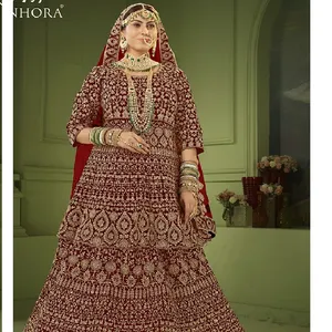 latest royal red colour pakistani Heavy Velvet With Coding Embroidery Work And Stone Work special wedding wear bridal lehenga