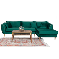 Modernes Chesterfield Massivholz-Stoff-Ecksofa-Set Ausziehbares Sofa mit Knopfheftung für Apartment, Lager, Einkaufszentrum, Werkstatt, Wohnzimmer