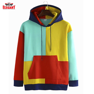 Sudadera con capucha de bloque de Color para hombre, jersey liso con logotipo personalizado, ropa para parte superior masculina - Product Image 2