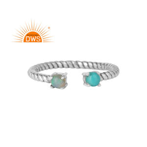 Bague en pierre précieuse opale éthiopienne Turquoise, anneau indien, en argent Sterling nouvelle collection, ouvert, fabrication de bijoux - Product Image 1