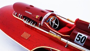 Ferrarii Hydroplane de luxe fabriqué à la main petit modèle de hors-bord en bois élégant décor à la maison et article cadeau (55Lx22Wx16H cm) - Product Image 3