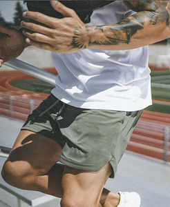 Short de course en coton 2en1 pour homme Séchage rapide Gym Jogging Fitness Training avec poche intégrée Décoration à motif de style décontracté - Product Image 4