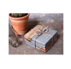 ที่รองแก้วไม้และหินอ่อน,ที่รองแก้วกาแฟแผ่นหินอ่อนทรงสี่เหลี่ยมสีเทาที่ปูเตียงและอ่างอาบน้ำ - Product Image 1