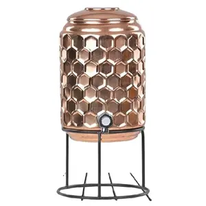 Dispensador de agua de metal y cobre pesado martillado, tanque de agua de superficie brillante, en venta