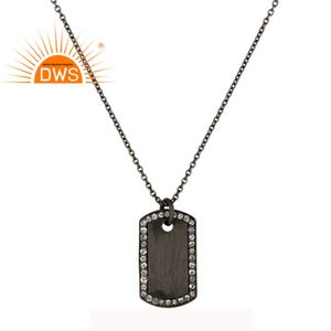 ดูดีสีขาวบุษราคัมผู้จัดจำหน่ายสร้อยคอโรเดียมสีดำชุบเงิน925สร้อยคอพลอยเครื่องประดับผู้ค้าส่ง - Product Image 1