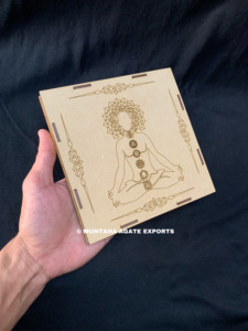 Chakra Set With Wooden Box Engraved Chakra Sets in Round Shape Wholesale 7 Chakra <b>Stone</b> Set With Buddha Engraved Gift Box - Product Image 3